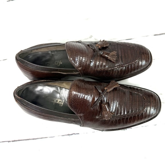 Vintage Footjoy Shoes Men\'s 10.5D Brown Tassel Loafers Lizard Leather USA Made